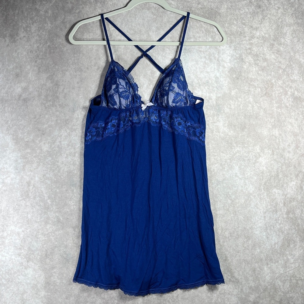 Victoria's Secret Night Gown Womens Small Blue Lace‎ Chemise Lightweight Padded